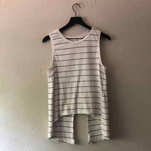 Known Supply Size Medium Asymmetrical Black and White Stripe Tank Top